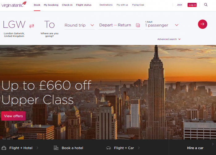 Virgin Atlantic Redesign UI